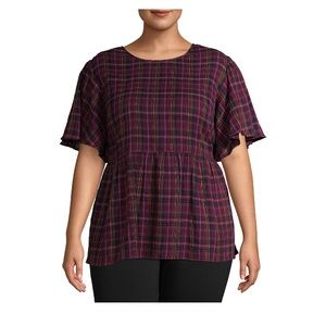 Women's Plus Doublecloth Flutter Sleeve Babydoll